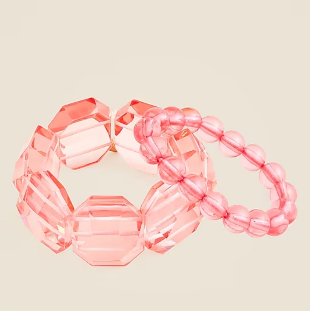 J.Crew Crewcuts Girls chunky beaded bracelets two-pack PINK BNWT Retired 1 Left!